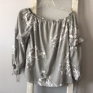 Adorable Striped Floral Blouse